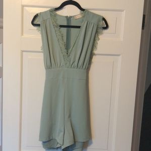 Altar'd State Mint Green romper with lace detail